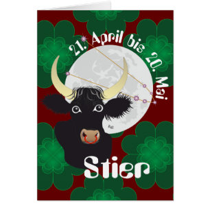 Stier 21. April bis 20. Mai Grusskarte Hälsningskort