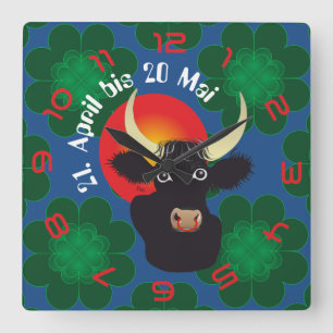 Stier 21. April bis 20. Mai Uhr Fyrkantig Klocka