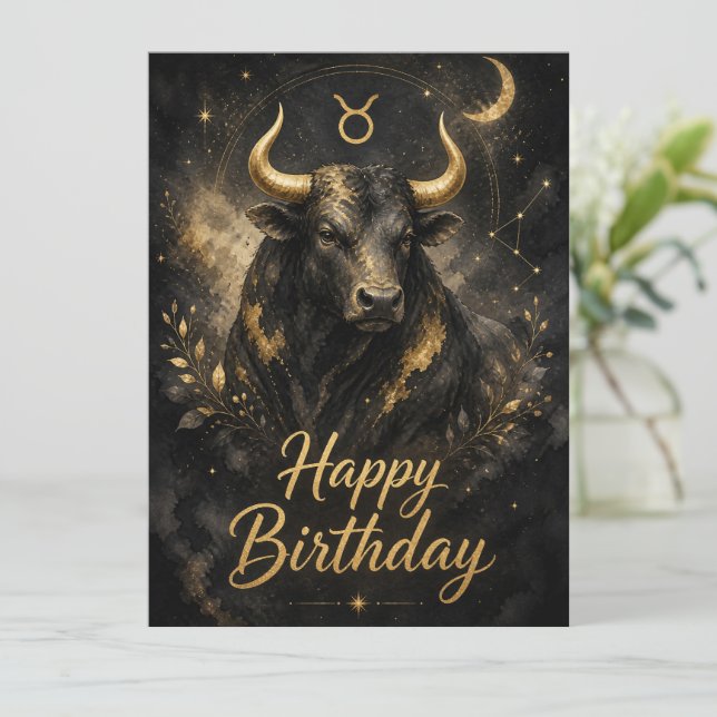 Stier Happy Birthday Sternzeichen Design (Stående Fram)