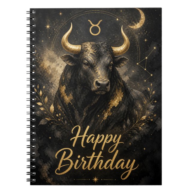 Stier Happy Birthday Sternzeichen Design Anteckningsbok (Framsidan)