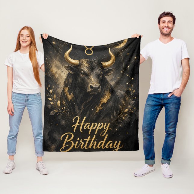 Stier Happy Birthday Sternzeichen Design Fleecefilt (På plats)