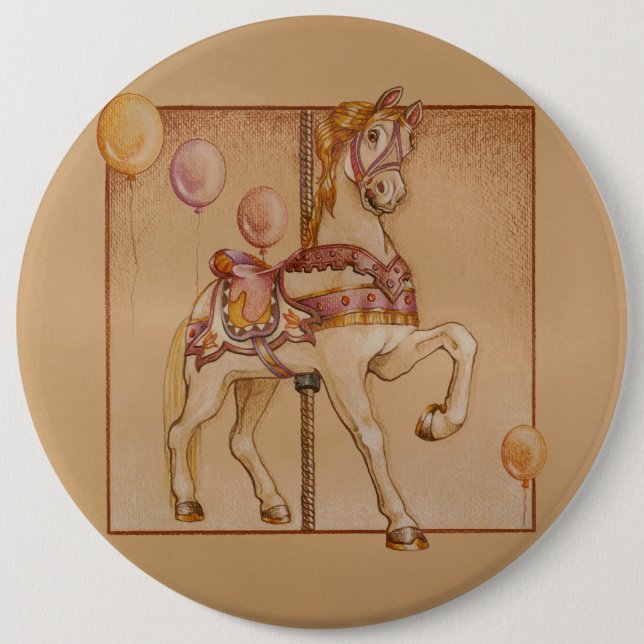 Stift, Buttons - Lila Pony Carousel Knapp (Framsida)