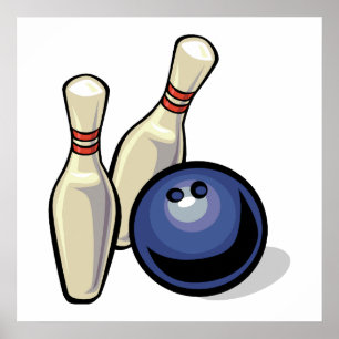 stift och bowlingbolldesign poster