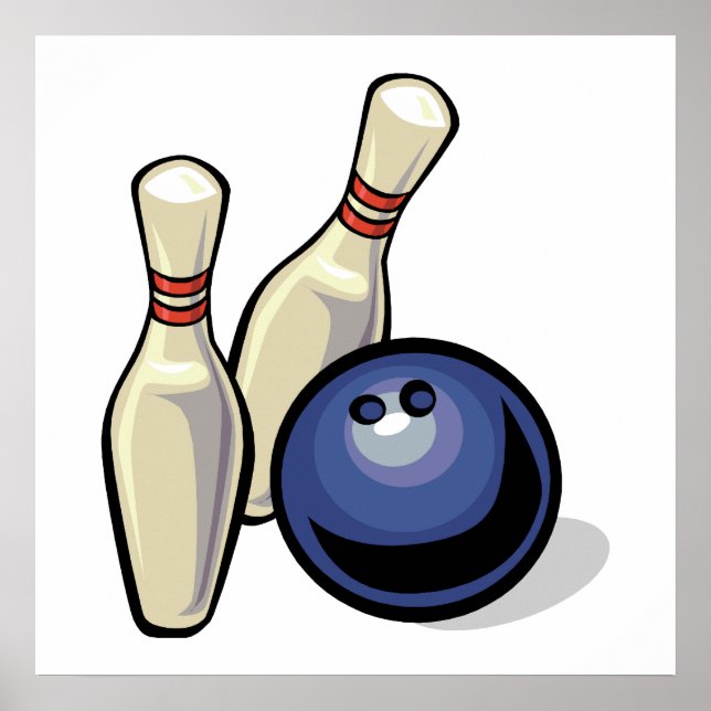 stift och bowlingbolldesign poster (Framsidan)