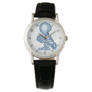 Stift och Nål Pete Skeleton med Bok Armbandsur