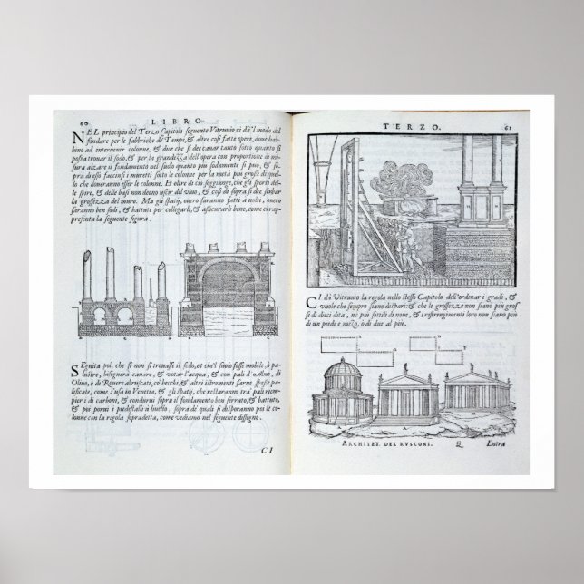 Stiftelser, från "Della Architettura", pub Poster (Framsidan)