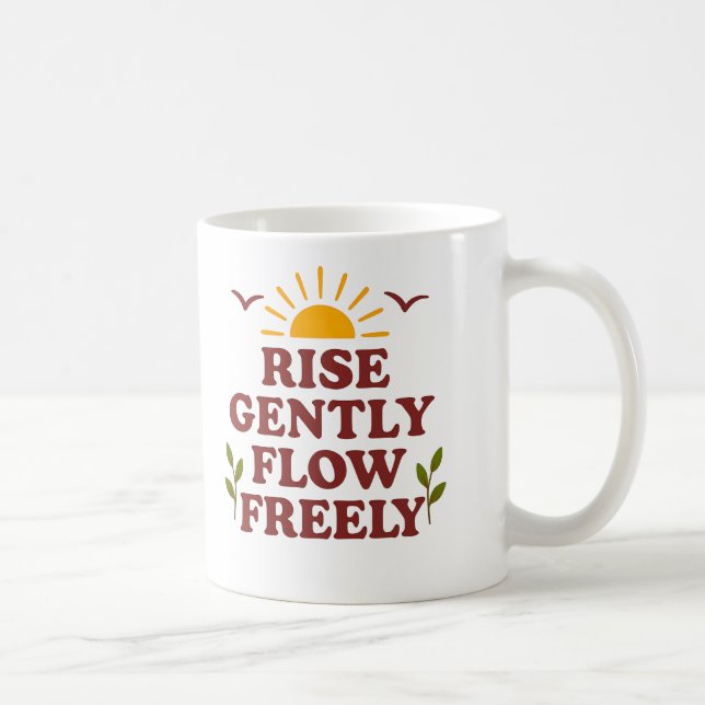 Stig försiktigt. Flödar fritt – Positivt citat Kaffemugg (Höger)