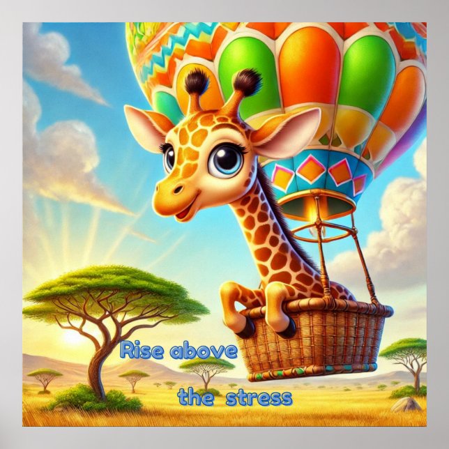 Stig Över Stress - Upplyftande Giraff Poster (Framsidan)