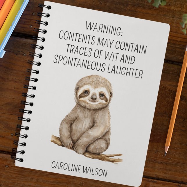 Stig Roligt Eget namn - slets unika offertnamn Anteckningsbok (Adorable sloth notebook with funny quote. Personalized with name or any text you want
)