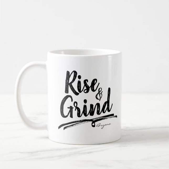 STIG UPP & ARBETA Personligt Anpassat Namn Kaffemugg (Vänster)