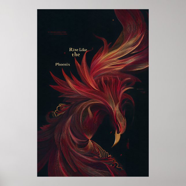 Stig Upp Liksom Fenix Guld Linje Konst Poster (Framsidan)
