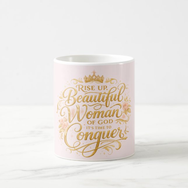 Stig Upp Vacker Kvinna av Gud Rosa  Kaffemugg (Center)