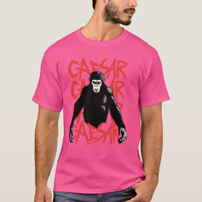 Stiga upp för apes Caesars planet i Black Whi T Shirt (Framsida)