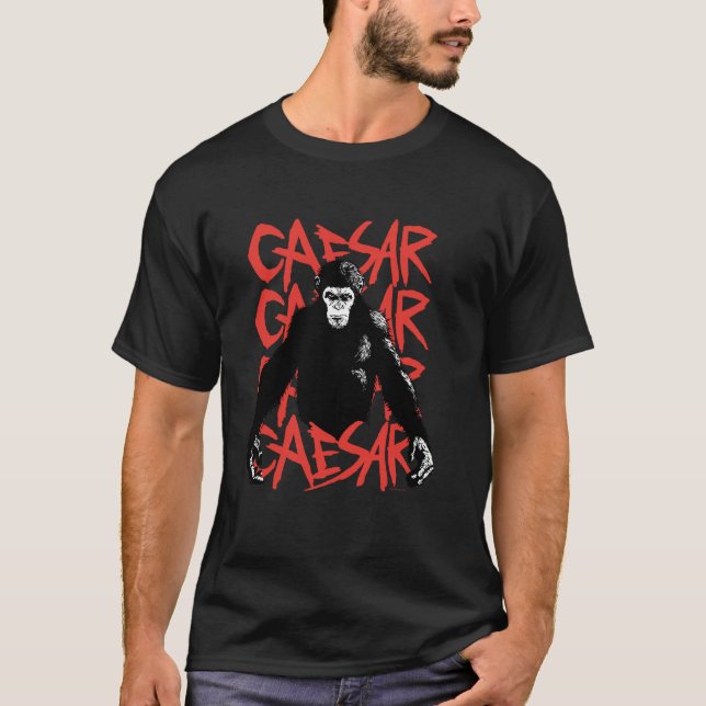 Stiga upp för apes Caesars planet i Black Whi T Shirt (Framsida)