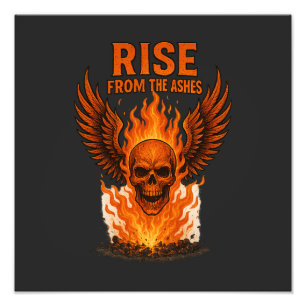 Stiga upp från Ashes - Flama Skull med Fiery Fototryck