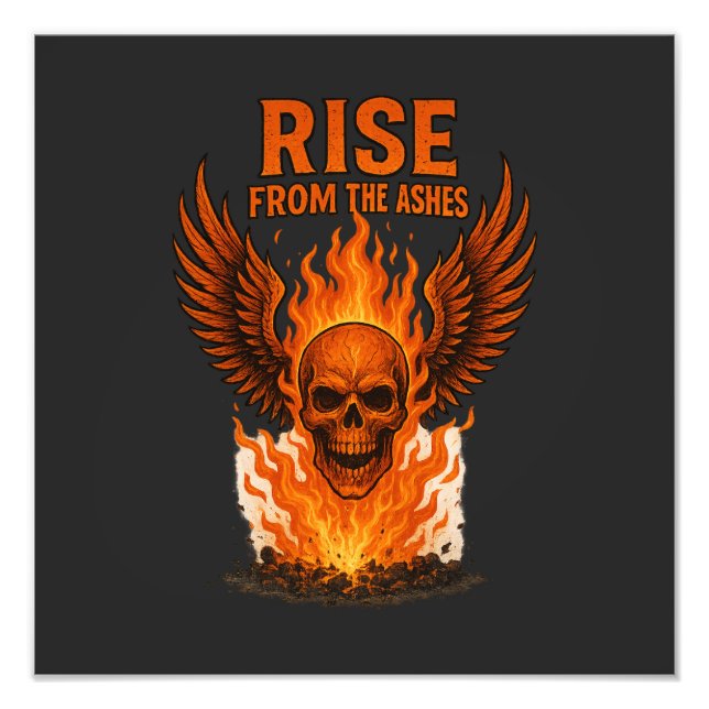 Stiga upp från Ashes - Flama Skull med Fiery Fototryck (Framsidan)