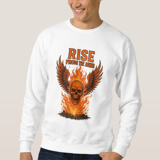 Stiga upp från Ashes - Flama Skull med Fiery Lång Ärmad Tröja (Framsida)