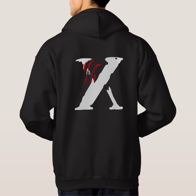 Stiga upp genom skuggor - Fetstig X-grafikhoidedes Hoodie (Baksida)