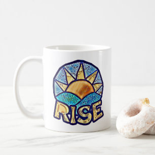 Stiga upp Golden Sol ~ Upplyftningsmeddelande Kaffemugg