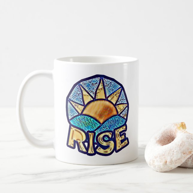 Stiga upp Golden Sol ~ Upplyftningsmeddelande Kaffemugg (Med munk)