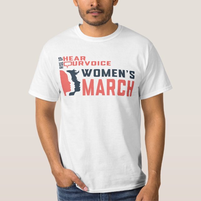 stiga upp marsch för kvinnor att höra vår röst t shirt (Framsida)