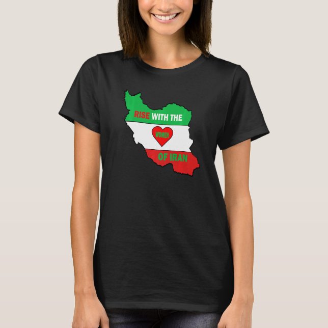 Stiga upp med flagga Irans frihetskvinna T Shirt (Framsida)