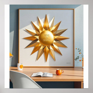 Stiga upp och blå guld-stjärna poster
