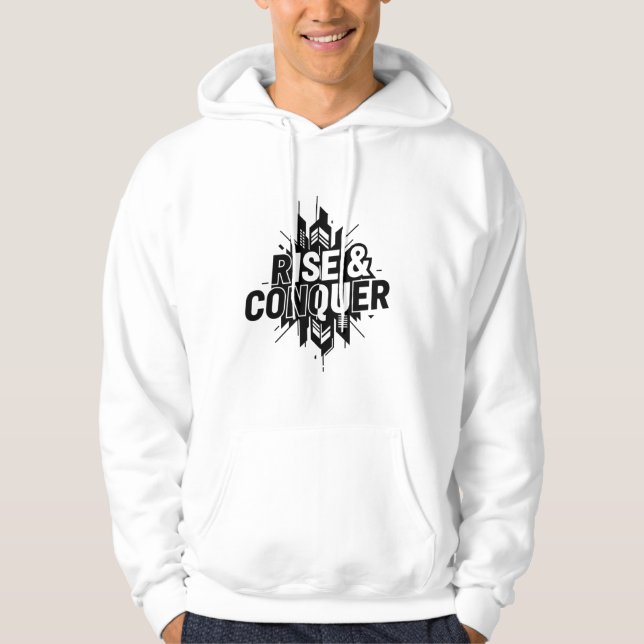 Stiga upp och erövrande - fetstilt svart och vit g hoodie (Framsida)
