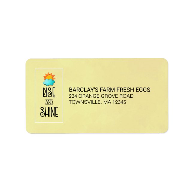 Stiga upp och kinetipografi med Sol och moln Adressetikett (Framsidan)