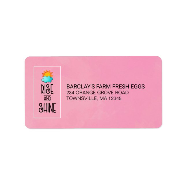 Stiga upp och kinetipografi med Sol och moln Adressetikett (Framsidan)