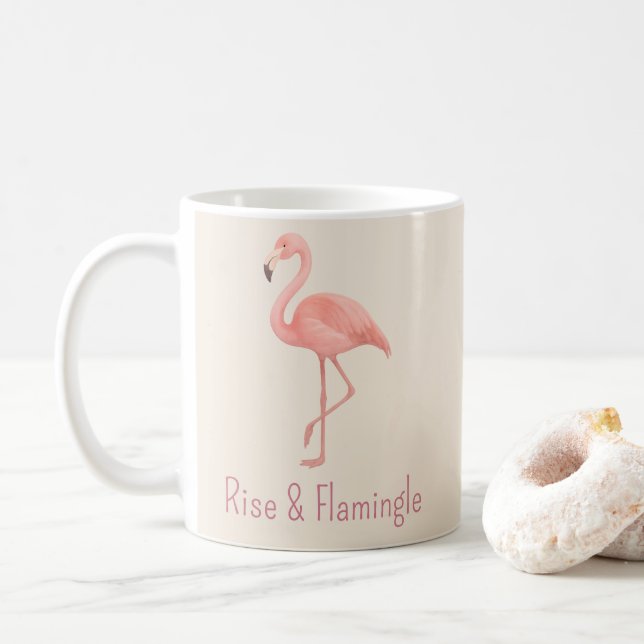 Stiga upp och lamingle Flamingo - Soft Beige Tropi Kaffemugg (Med munk)