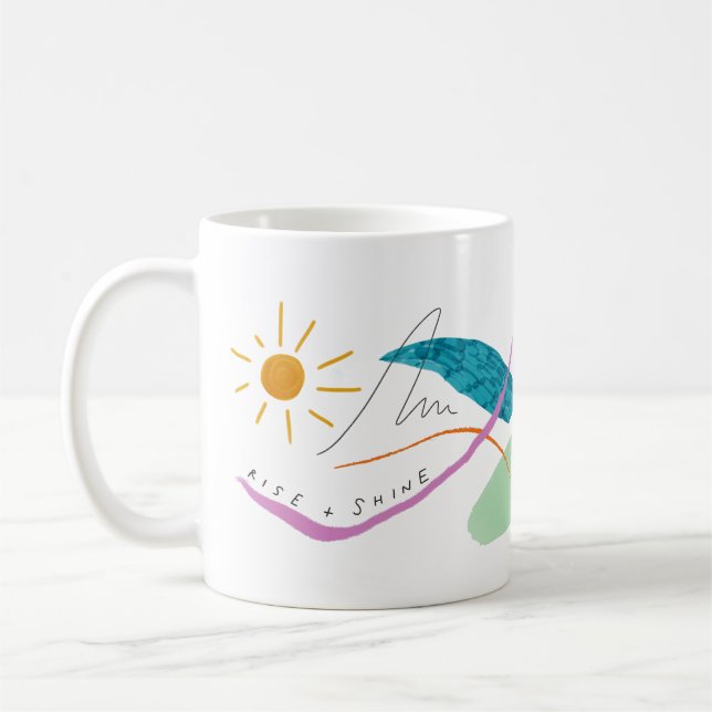 Stiga upp och Shine Abstrakt Art Kaffemugg (Vänster)