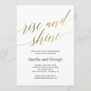 Stiga upp och Shine Bröllop Brunch Faux Guld Inbjudningar