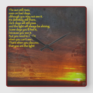 Stiga upp och Shine Clock Fyrkantig Klocka