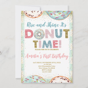 Stiga upp och Shine det är Donut Time första födel Inbjudningar