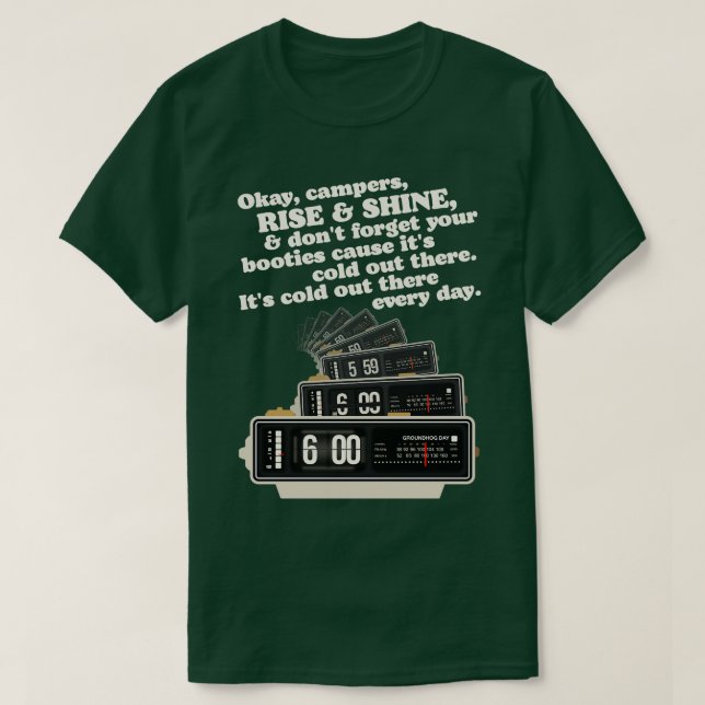 Stiga upp och Shine Groundhog Day Alarm Clock T Shirt (Design framsida)