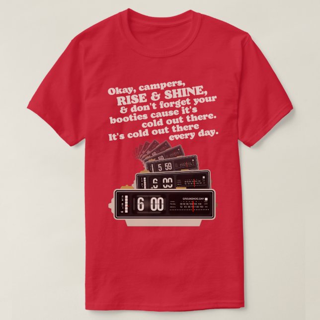 Stiga upp och Shine Groundhog Day Alarm Clock T Shirt (Design framsida)