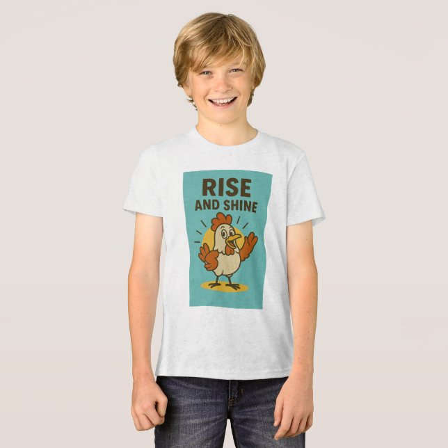 Stiga upp och Shine Lycklig Chicken T Shirt (Framsida Full)