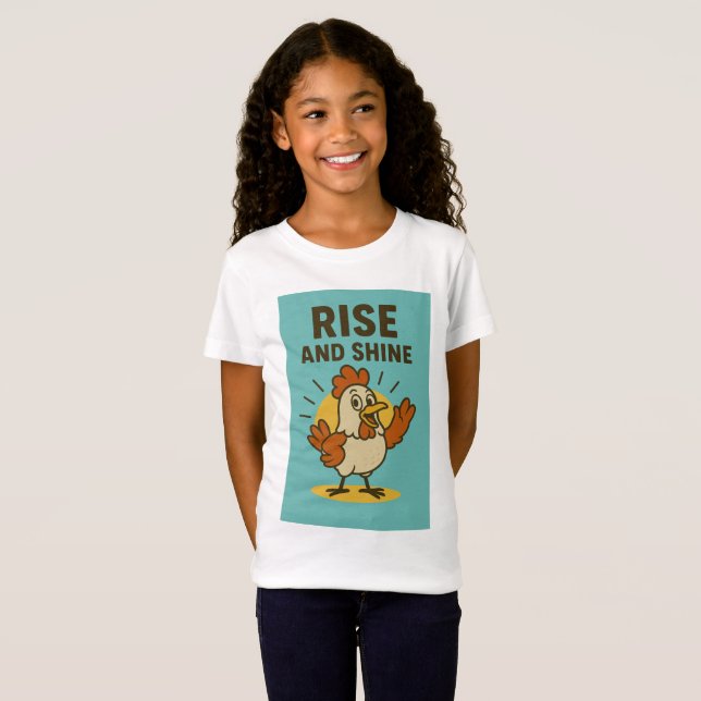 Stiga upp och Shine Lycklig Chicken T Shirt (Hel framsida)