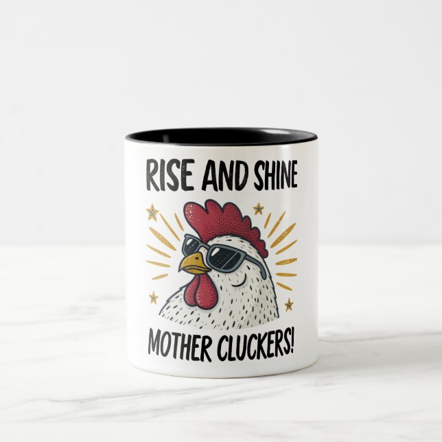Stiga upp och Shine Mor Cturers! Två-Tonad Mugg (Center)