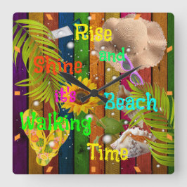 Stiga upp och Shine Tropical Beach (sommartid Sol) Fyrkantig Klocka