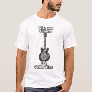 Stiga upp och skina, det är gitartid, svart och vi t shirt
