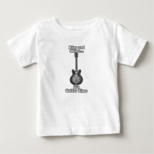 Stiga upp och skina, det är gitartid, svart och vi t shirt
