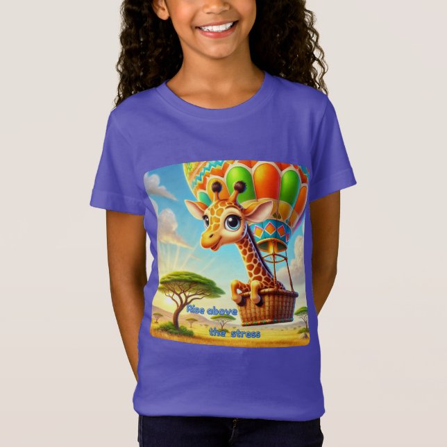 Stiga upp ovanför Stressa Giraffe-Luftballongen T Shirt (Framsida)
