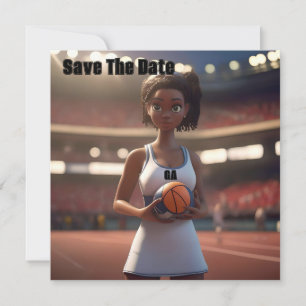 Stiga upp på Brown-Skinned Netball Girl Spara Datumet