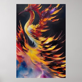 Stiga upp på Phoenix - AI Fantasy Art Print Poster