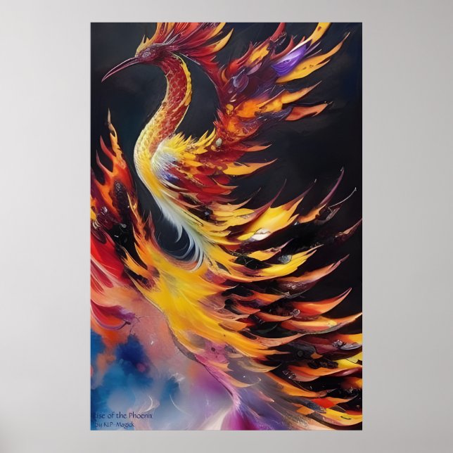 Stiga upp på Phoenix - AI Fantasy Art Print Poster (Framsidan)