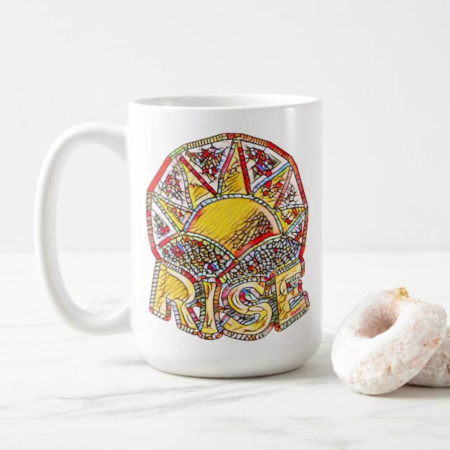 Stiga upp Sol-meddelande för fastkilat glas ~ Kaffemugg (Med munk)