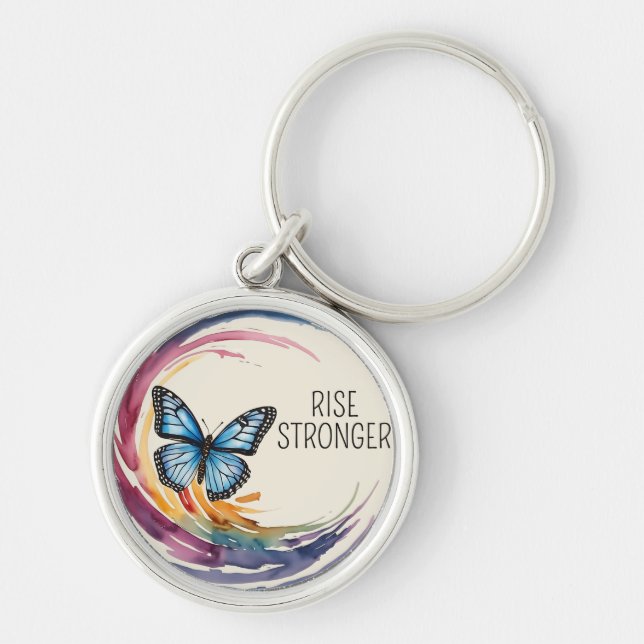 Stiga upp starkare än rund silverfärgad nyckelring (Framsidan)