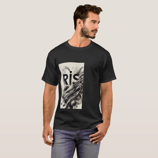 stiga upp svartvit t-shirt (Hel framsida)